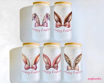 Easter Bunny Ears Glass Can Wrap Bundle: Coquette PNG 16oz (Digital Download)