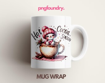 Hot Cocoa Mug PNG, Snow Woman Sublimation 11oz-15oz (Digital Download)