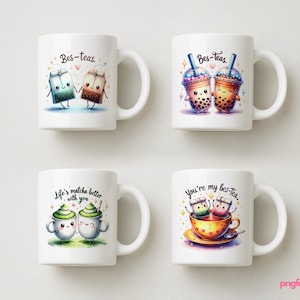 Bes-Teas Mug Wrap PNG Bundle: Bestie Cup Wrap 11oz 12oz 15oz (Digital Download)