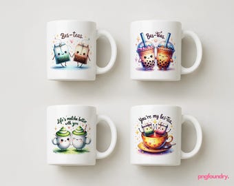 Bes-Teas Mug Wrap PNG Bundle: Bestie Cup Wrap 11oz 12oz 15oz (Digital Download)