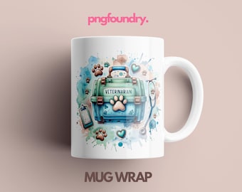 Veterinarian Mug Wrap, Future Vet Tech Sublimation Cup Design, 11oz-15oz (Digital Download)