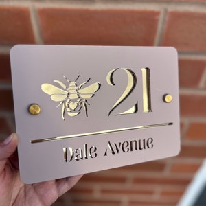 Acrylic House Sign with Bee, Custom Door Number, Address Sign, Home, House, Door Sign, House number, Bee, Bumble Bee