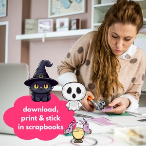 Halloween Digital Stickers - Digital Planner Stickers -Spooky Scrapbooking - Halloween Gift Tags - Halloween School - Halloween Homeschool Stickers