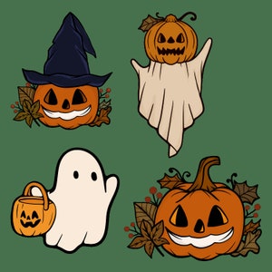 Ghost Pumpkin, Halloween Digital Stickers - Halloween Homeschool Stickers- Digital Planner Stickers -Scrapbooking - Halloween Gift Tags - Halloween School - Teacher Stickers - Teacher Tools