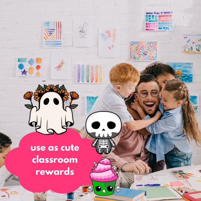 Halloween Digital Stickers - Halloween Homeschool Stickers- Digital Planner Stickers -Scrapbooking - Halloween Gift Tags - Halloween School - Teacher Stickers - Teacher Tools