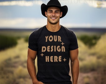 Black Bella Canvas 3001 Mockup Black Bella Canvas Mockup Bundle Cowboy Mockup Black Tshirt Mockup Western Mockup Black 3001 Tshirt Mockup