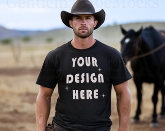 Black Gildan 64000 Mockup Black Gildan Mockup Bundle Cowboy Mockup Country Men Mockup Western Mockup Gildan Bundle Mockup Outdoors Mockup
