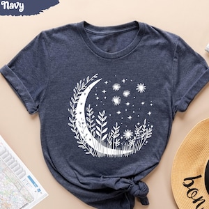 Full Moon Shirts, Moon Phases Tee, Floral Moon Shirt, Moon And Stars, Galaxy T-Shirt, Celestial Shirts, Moon Lover Gifts, Space T Shirt