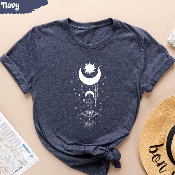 Crescent Moon Tee, Night Sky, Galaxy T-Shirt, Moon Phase, Space T Shirt, Floral Moon Shirt, Moon And Stars, Celestial Shirts, Spiritual Gift