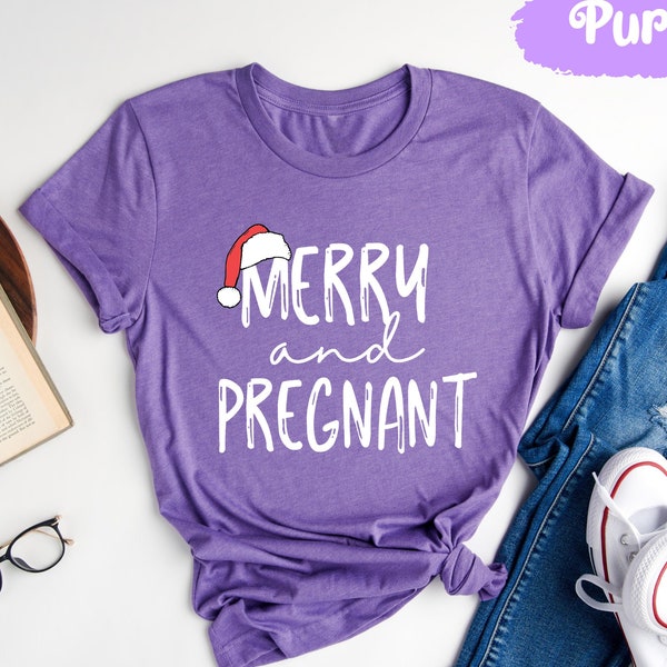 Fröhlich und schwanger, fröhliche Shirts, schwangere Weihnachten, Mutterschaft Shirt, Schwangerschaft Tshirt, Geschenk für Schwangere, Mama zu Weihnachten, Baby Kommen