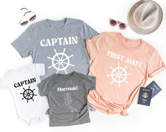 Matching Couple Cruise Shirt, Captain T-Shirt, Skipper Shirts, Matching Family Tees, Cruise Tshirt, Boating Shirt, Yacht T-Shirts