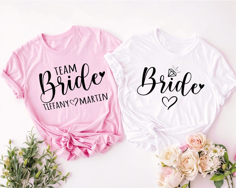 Chemises de la mariée de l'équipe, chemise de la mariée, t-shirts escouade de la mariée, t-shirts EVJF, t-shirts EVJF, t-shirt de soirée nuptiale, t-shirt de fête de mariage Pink