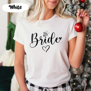 Chemises de la mariée de l'équipe, chemise de la mariée, t-shirts escouade de la mariée, t-shirts EVJF, t-shirts EVJF, t-shirt de soirée nuptiale, t-shirt de fête de mariage White