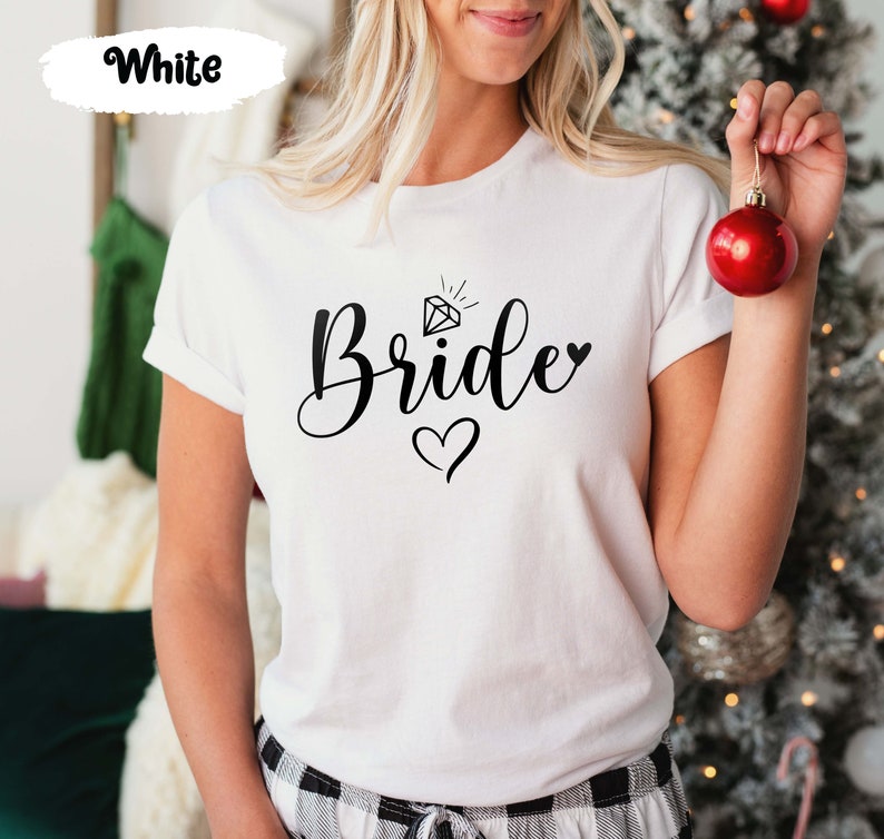 Chemises de la mariée de l'équipe, chemise de la mariée, t-shirts escouade de la mariée, t-shirts EVJF, t-shirts EVJF, t-shirt de soirée nuptiale, t-shirt de fête de mariage White