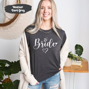 Team Bride Shirts, Bride Shirt, Bride Squad Tshirts, Hen Party T Shirts, Bachelorette Tees, Bridal Party T-Shirt, Wedding Party Tshirt Heather Dark Grey
