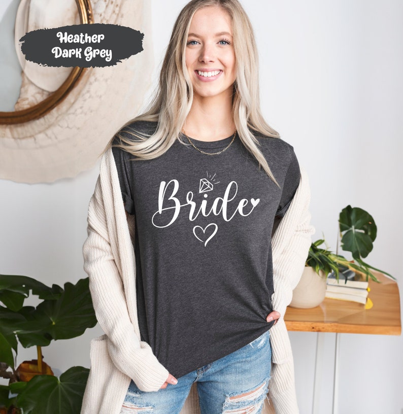 Team Bride Shirts, Bride Shirt, Bride Squad Tshirts, Hen Party T Shirts, Bachelorette Tees, Bridal Party T-Shirt, Wedding Party Tshirt Heather Dark Grey