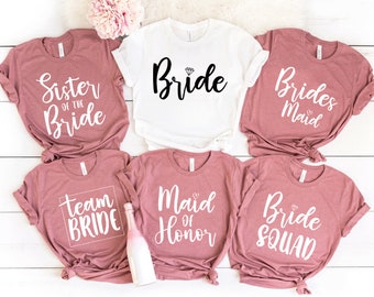 Bride Squad T-shirts, Chemises de la mariée de l'équipe, Chemise EVJF, T-shirts EVJF, T-shirts de fête de mariage, Cadeaux de demoiselles d'honneur, T-shirts de fête de mariage