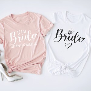 Team Bride Shirts, Bride Shirt, Bride Squad Tshirts, Hen Party T Shirts, Bachelorette Tees, Bridal Party T-Shirt, Wedding Party Tshirt Heather Peach