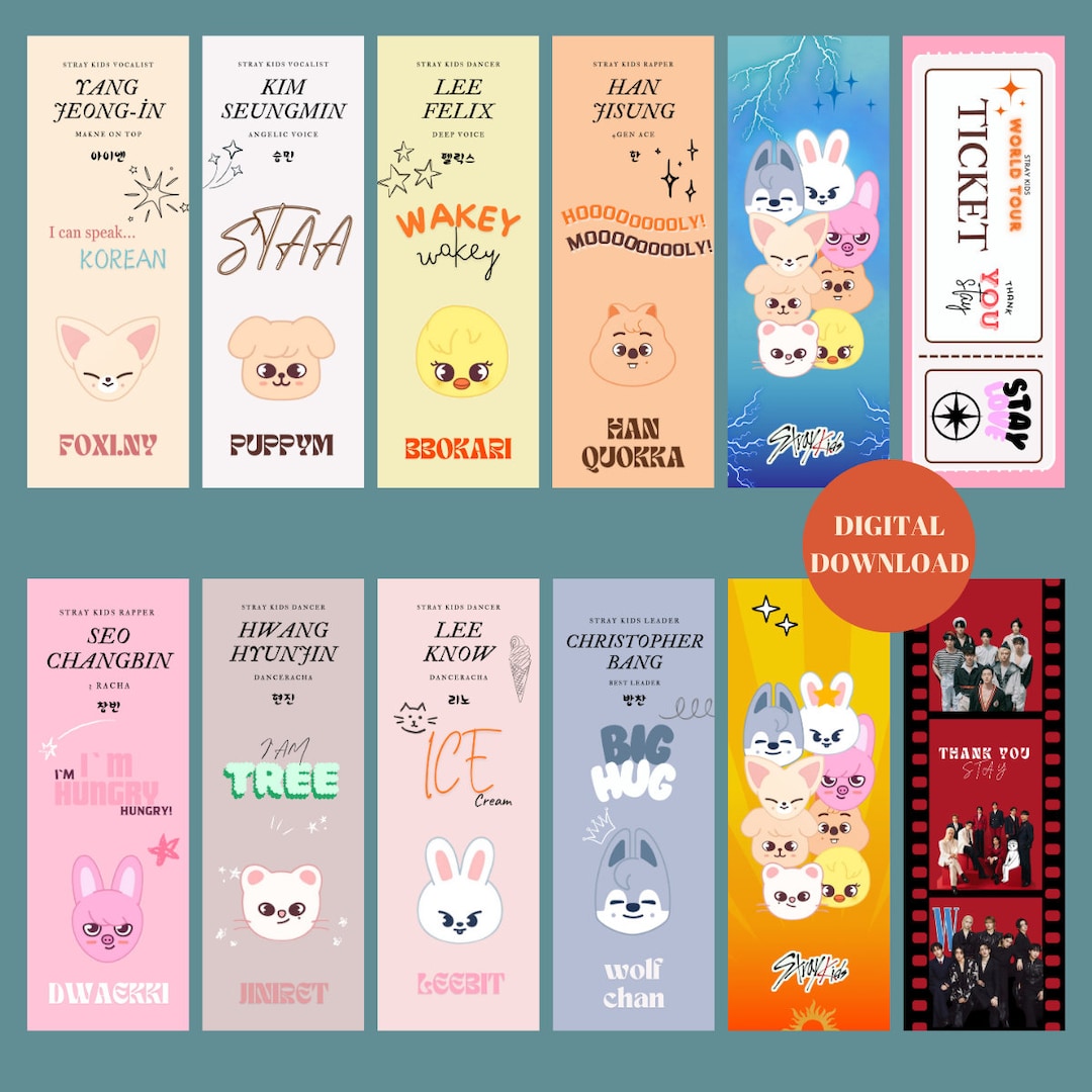 STRAY KIDS Bookmarks,printable Bookmarks,digital Download,kpop