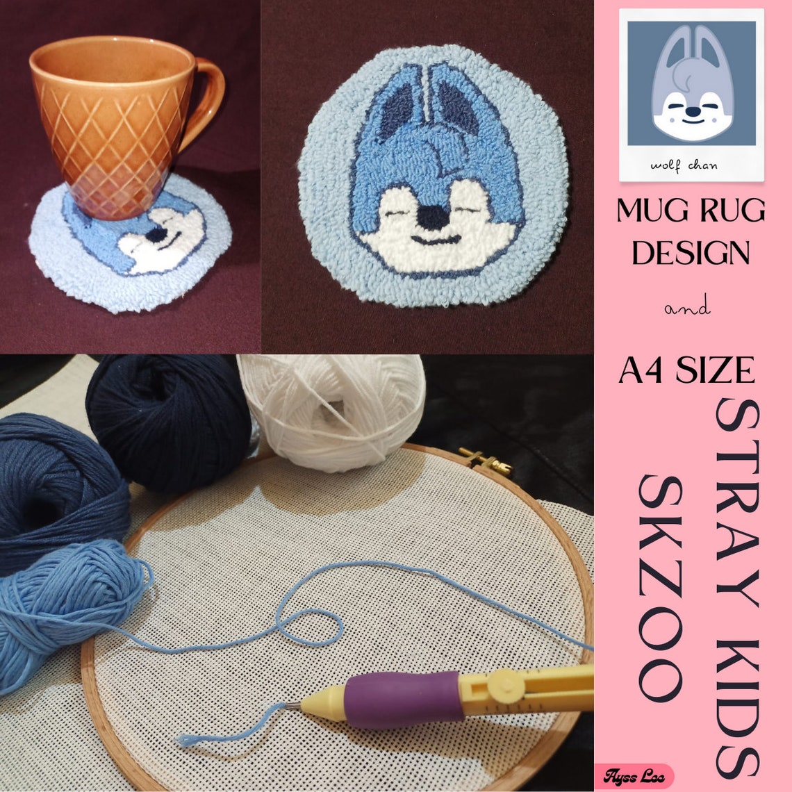 Stray Kids Rug Stray Kids Skzoo Wolf Chan Mug Rug: Punch Needle PDF Pattern - Etsy