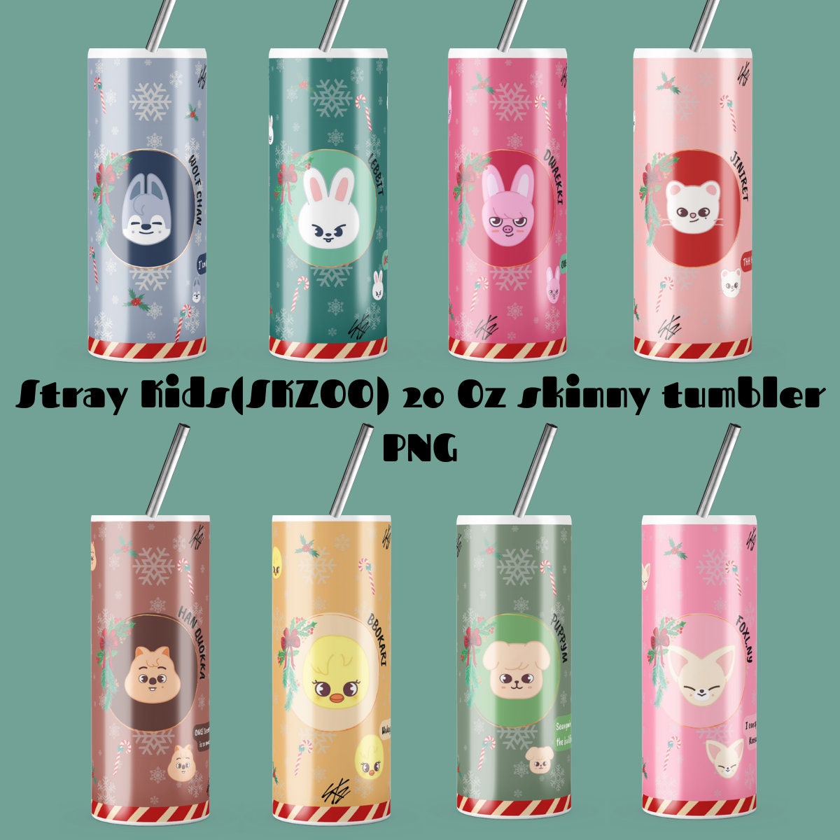 Stray Kids SKZOO Christmas Tumbler 20 OZ (PNG) - Etsy
