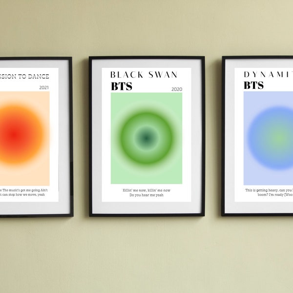 BTS aura song posters,aura song,bts poster,bts art print,kpop decor,kpop albums,kpop posters,aura wall art,aura print,Gradient wall Art