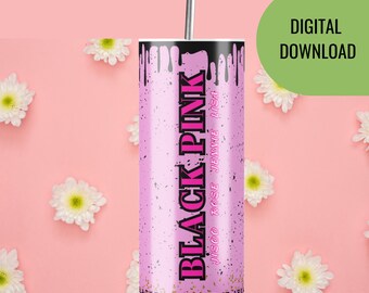 Emballage de gobelet rose noir : Kpop Merch PNG (Téléchargement numérique)