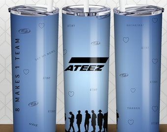 Gobelet wrap mince Ateez 20 oz, produits ateez, gobelet ateez, ateez png, produits dérivés kpop, gobelet 20 oz, sublimation gobelet, gobelet homme, gobelet bleu