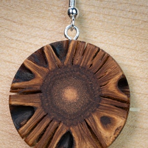 Banksia wooden earrings handmade with fascinating grain image 3