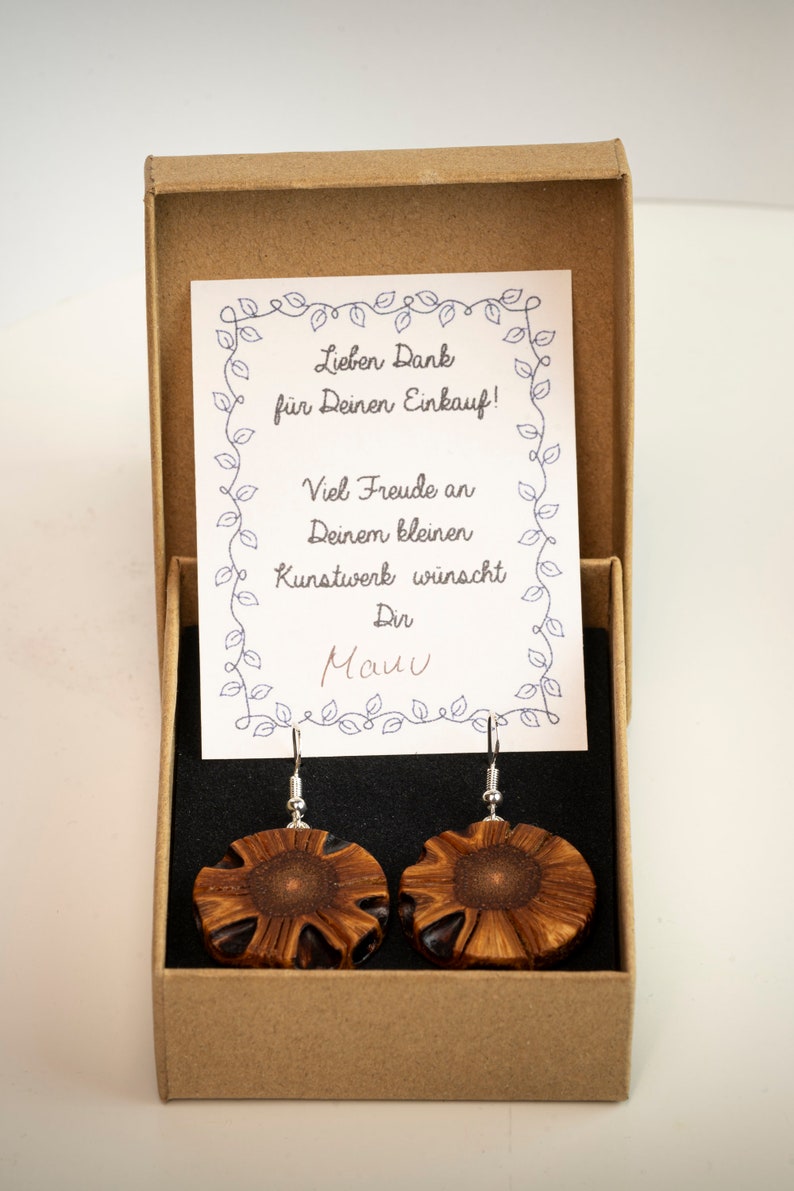 Banksia wooden earrings handmade with fascinating grain image 6