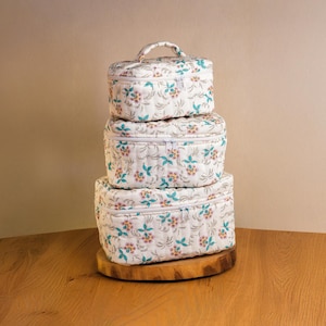 Quilted Vanity Bag Sewing Pattern – 3 Sizes Cosmetic Toiletry Travel Pouch PDF (Video Tutorial)
