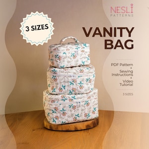 Naaipatroon gewatteerde toilettas pdf met videotutorial – 3 maten cosmetica-, toilettas- en reisetuipatroon voor beginners