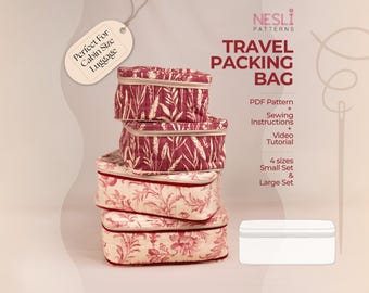 Patrón de costura en PDF para bolsa de viaje acolchada y expandible / 4 tamaños para maleta de cabina
