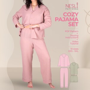 Pajama Set Sewing Pattern: Long & Short Sleeve, XXS-5XL (PDF Pattern)