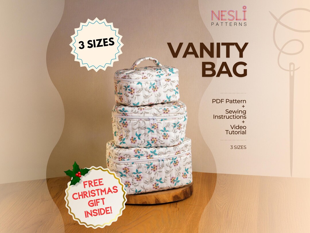 Quilted Vanity Bag Sewing Pattern PDF With Video Tutorial – 3 Size ...