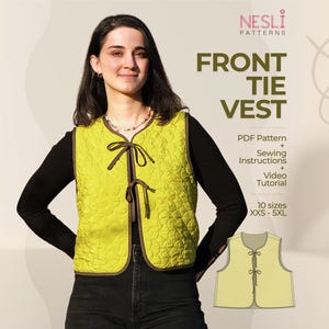 Front Tie Vest PDF Sewing Pattern + Instructions + Video Tutorial | 10 ...
