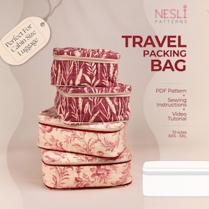 Patrón de costura en PDF para bolsa de viaje acolchada y expandible / 4 tamaños para maleta de cabina