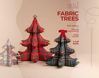 Fabric Christmas Tree Sewing Pattern PDF, Quilted Tabletop Holiday Decor, 3 Sizes, Video Tutorial