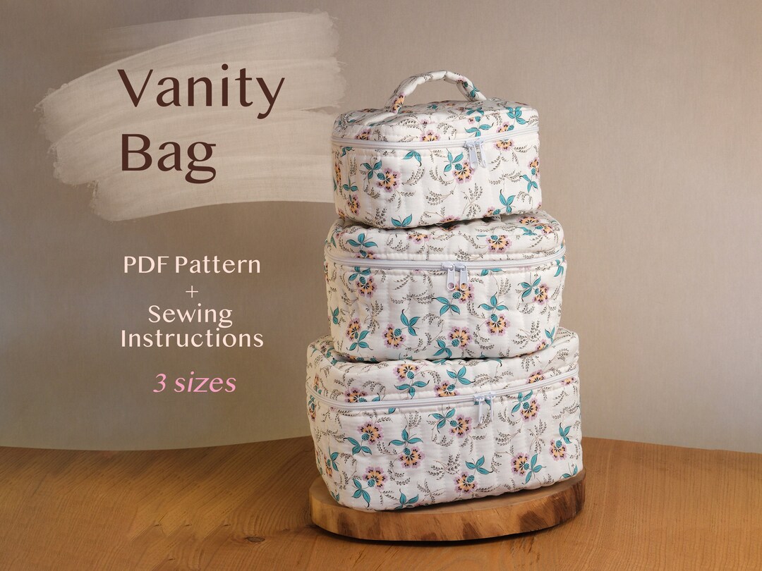 Quilted Vanity Bag Sewing Pattern PDF With Video Tutorial – 3 Size ...