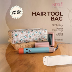 Hair Tool Bag PDF Sewing Pattern with Video Tutorial: Dyson Airwrap Travel Case