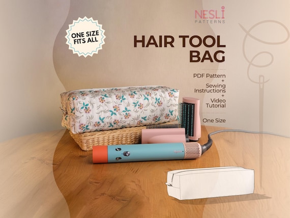 Hair Tool Bag PDF Sewing Pattern with Video Tutorial: Dyson Airwrap Travel Case
