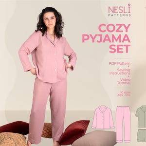 Cozy Pajama Set Sewing Pattern: Long & Short Sleeve, XXS-5XL (PDF Pattern)