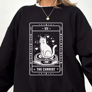 Felpa con tarocchi, regalo per gatti, maglione da strega, regalo per amanti dei gatti, felpa con tarocchi, regalo per mamma di gatti, maglione con carte del carro