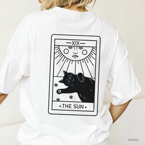 T-shirt tarot cadeau kat T-shirt heksencadeau zwarte kat moeder verjaardagscadeau shirt Crazy Cat Lady T-shirt ritueel zon comfort kleuren T-shirt kat mama shirt