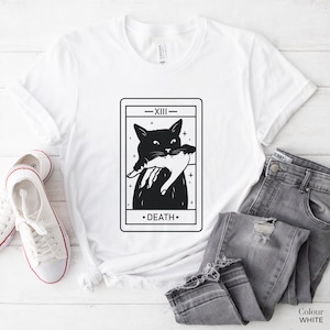 Zwarte kat shirt tarotkaart cadeau voor Halloween kat T-shirt heksenkat geschenken T-shirt Crazy Cat Lady tee cadeau shirt Halloween kattenliefhebbers T-shirts