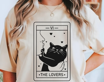 Tarot Cat Shirt Witchy Cat Shirts Tarot Card Lovers Shirt Black Cat Mom Gifts Cat Lovers Shirt Comfort Colors Funny Crazy Cat Lady Tee Shirt