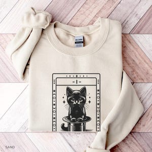 Sudadera con capucha y tarot para mujer, regalo de gato, suéter de bruja, regalo para amantes de los gatos, sudadera con capucha con carta del tarot del mago, sudadera con cuello redondo de gato negro, regalo para mujer bruja