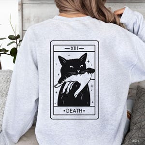 Tarot Tod Sweatshirt Schwarze Katze Liebhaber Geschenk Lustige Katze Übergroße Pullover Tarot Karte Witchy Sweat Cat Shirt Crazy Cat Lady Weihnachtsgeschenk Katze