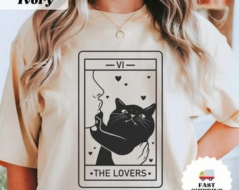 Tarot Cat Shirt Witchy Cat Shirts Tarot Card Lovers Shirt Black Cat Mom Gifts Cat Lovers Shirt Comfort Colors Funny Crazy Cat Lady Tee Shirt
