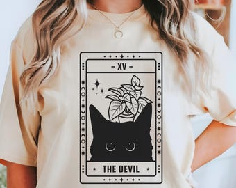Tee Black Cat Funny Tarot Card Shirt Witchy Cat T-shirt Humor Tarot Gift for Black Cat Mom T Shirt Comfort Colors Cat Lovers Birthday Gifts